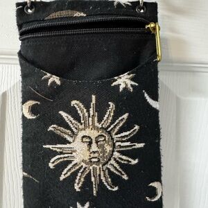 Black Sun and Moon Patterned Pouch
